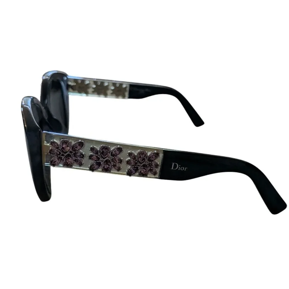 Authentic Dior Sunglasses Mystere Swarovski Crystal Flowers RARE Purple Flowers